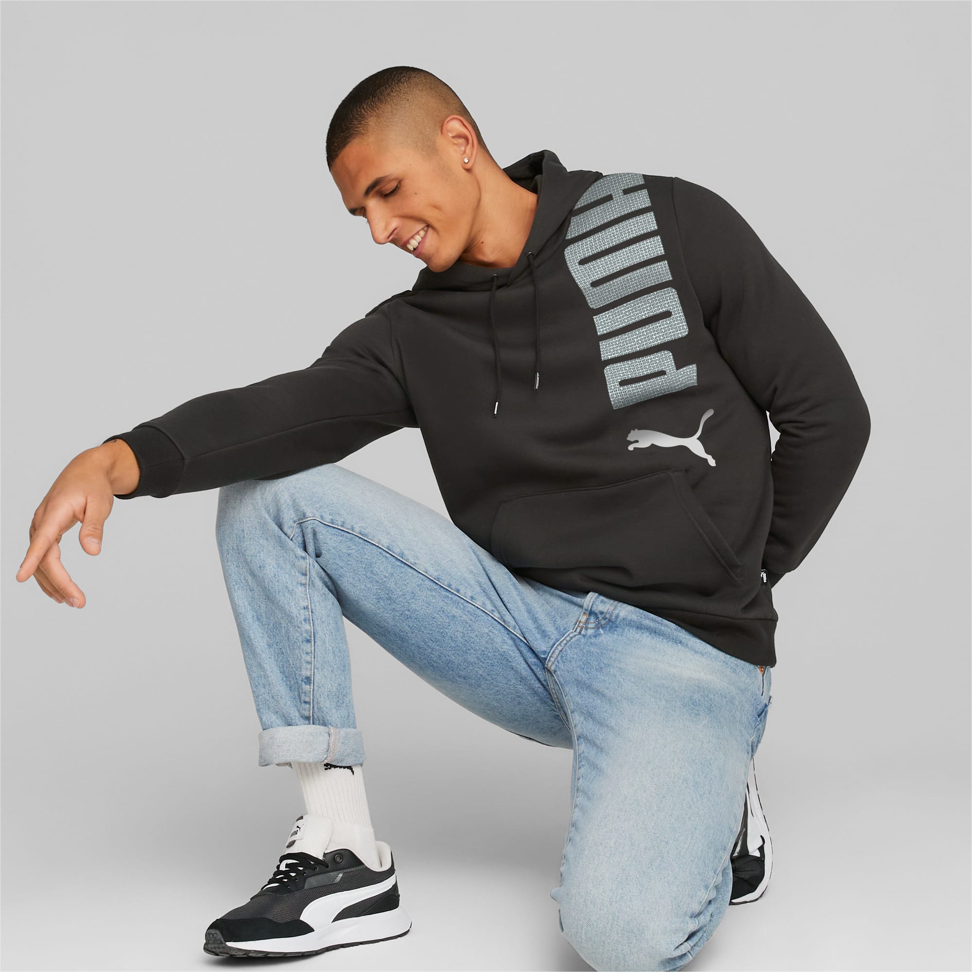 Grey and clearance black puma hoodie